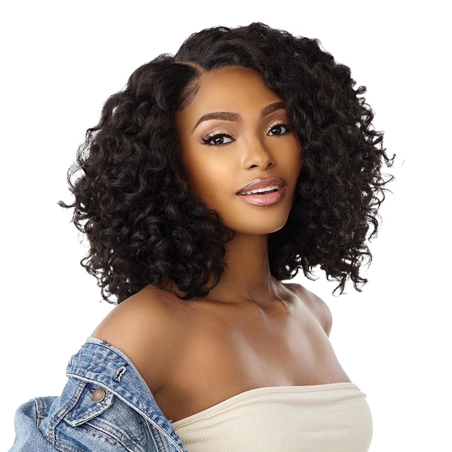 Sensationnel HD Lace Front Synthetic Wig Curls Kinks N Co Glueless Kinky Edges Y-Part Kinky Ringlet Curl 14"