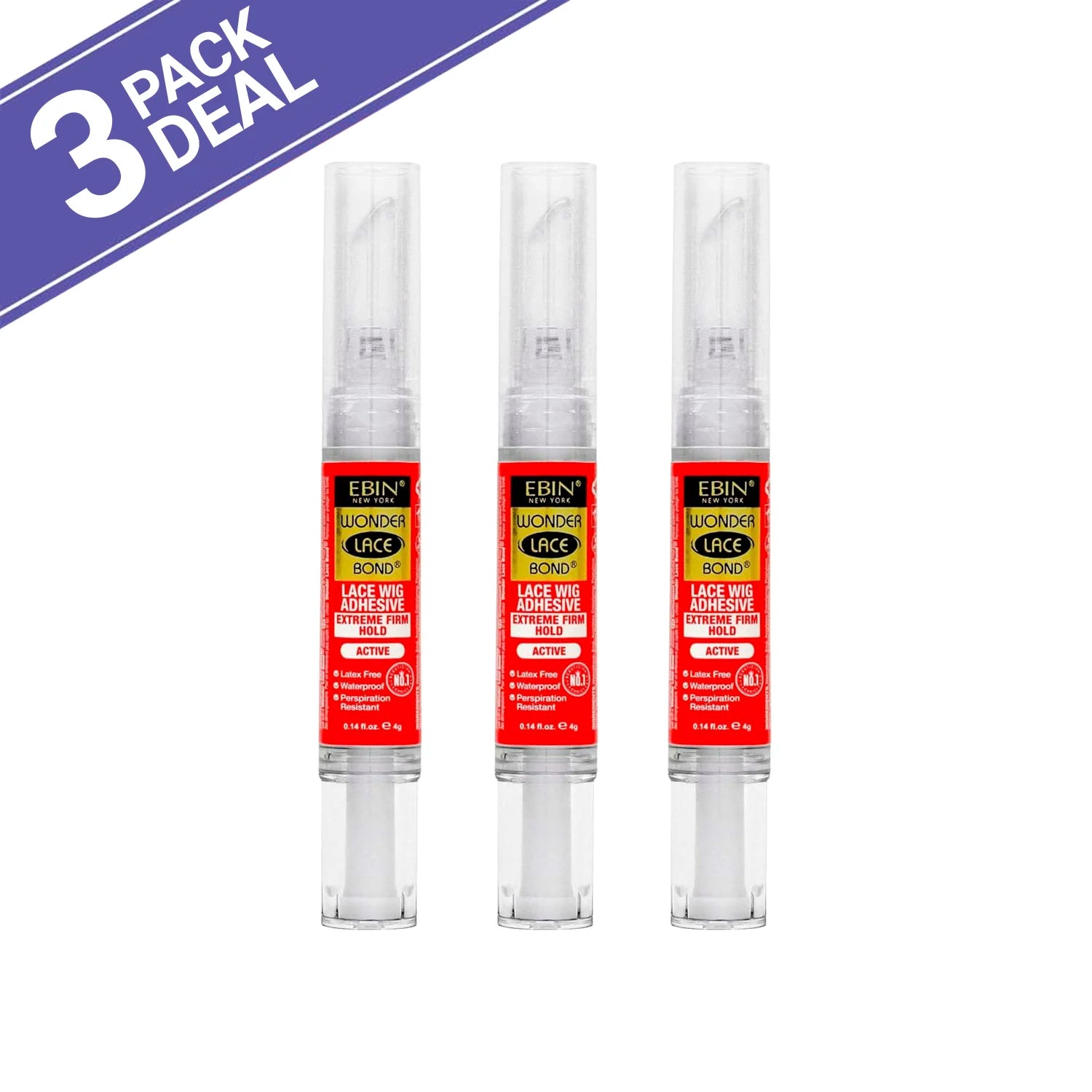 Ebin New York Wonder Lace Bond Lace Wig Adhesive Silicone Pen Type 0.14oz/ 4g - Easy Application, Perfect for Travel & Touch-Ups