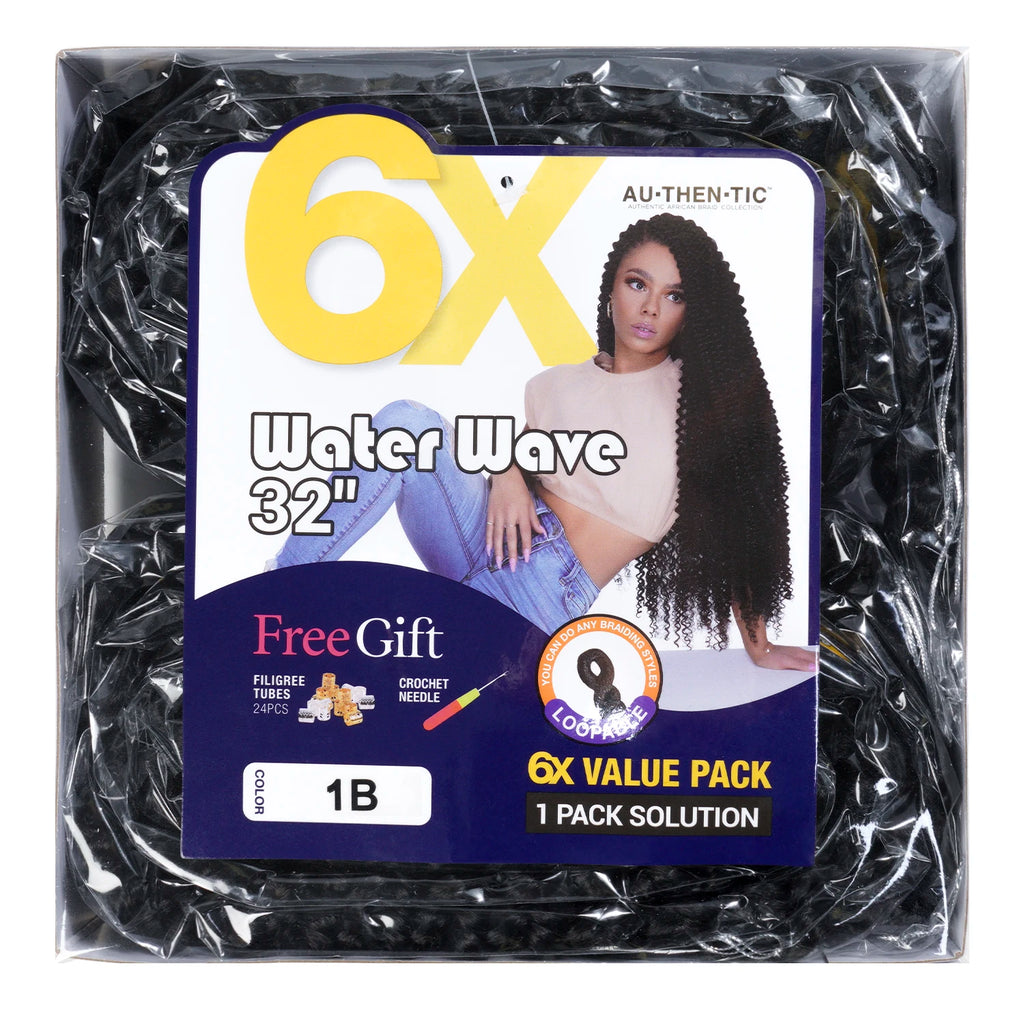 Authentic Synthetic Hair Crochet Braids 6X Value Pack Water Wave 32"