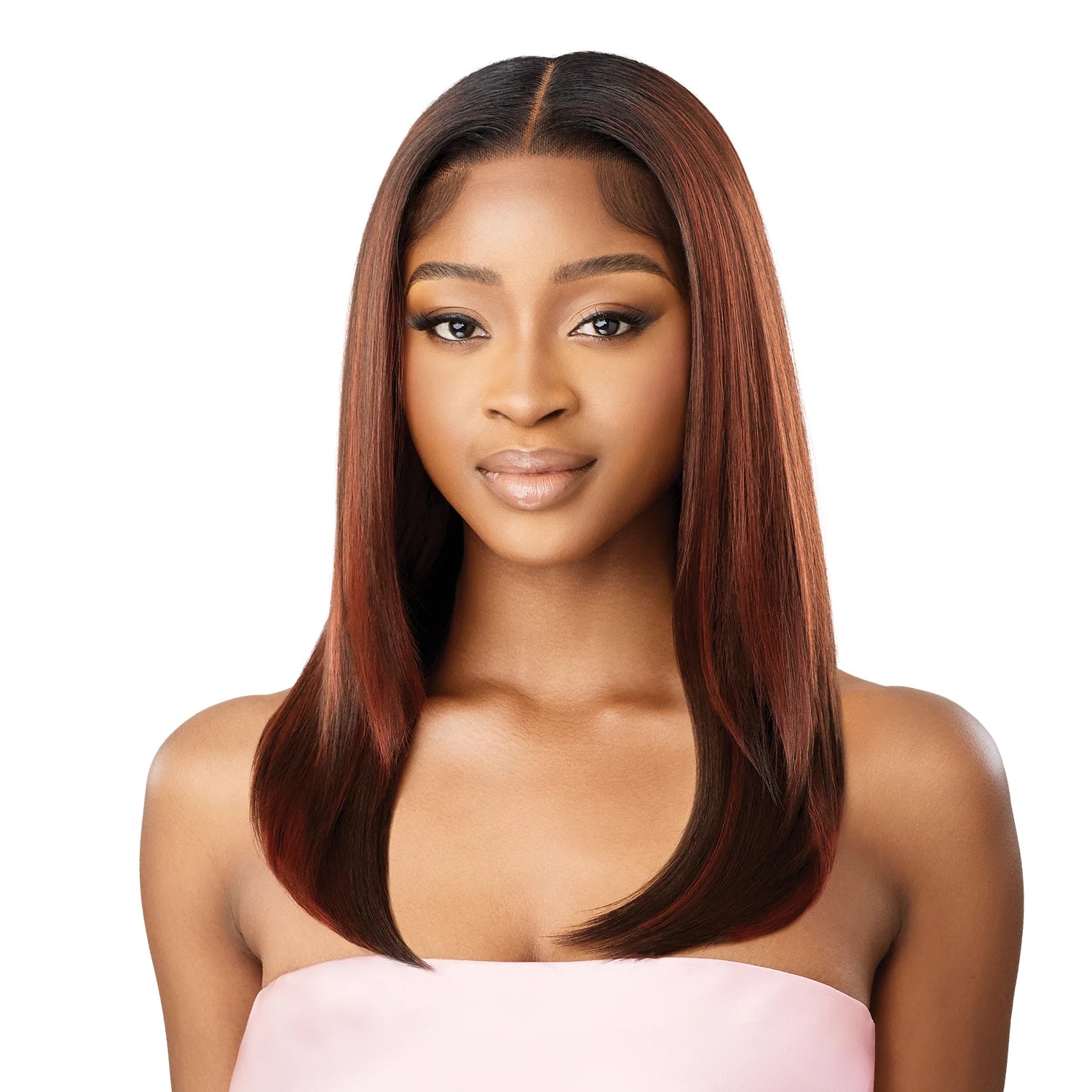 Outre Human Hair Blend HD Lace Front Synthetic Wig Airtied Glueless Fully Hand-Tied 13X6 HHB-Sleek Yaki 20"