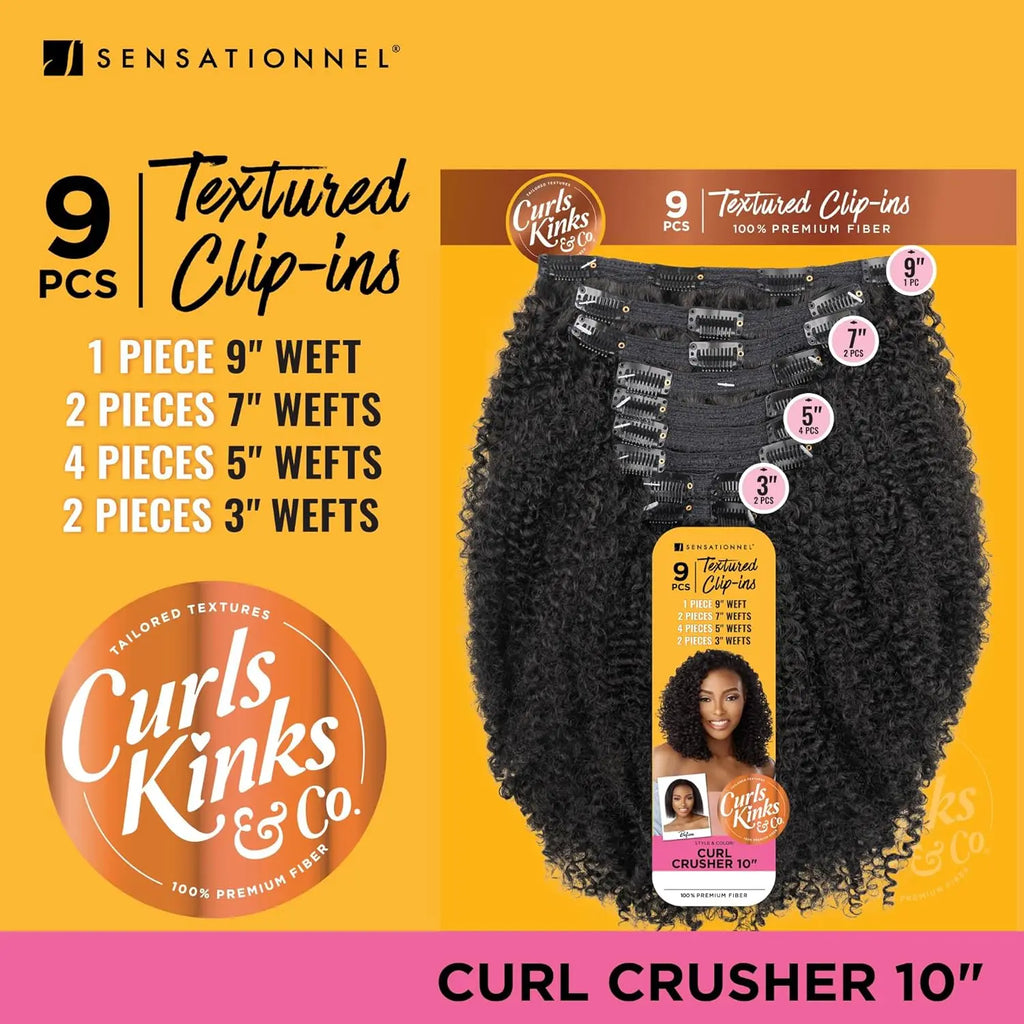 Sensationnel Textured Clip-Ins Synthetic Weave Curls Kinks N Co Curl Crusher 10"