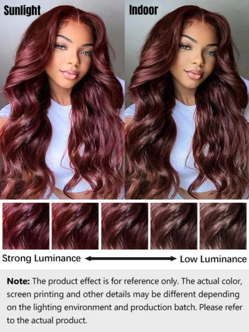 13x4 Auburn Colored Human Hair Lace Front Wigs Body Wave Glueless Wigs 180% Density Reddish Brown Lace Front Wigs 22 Inch