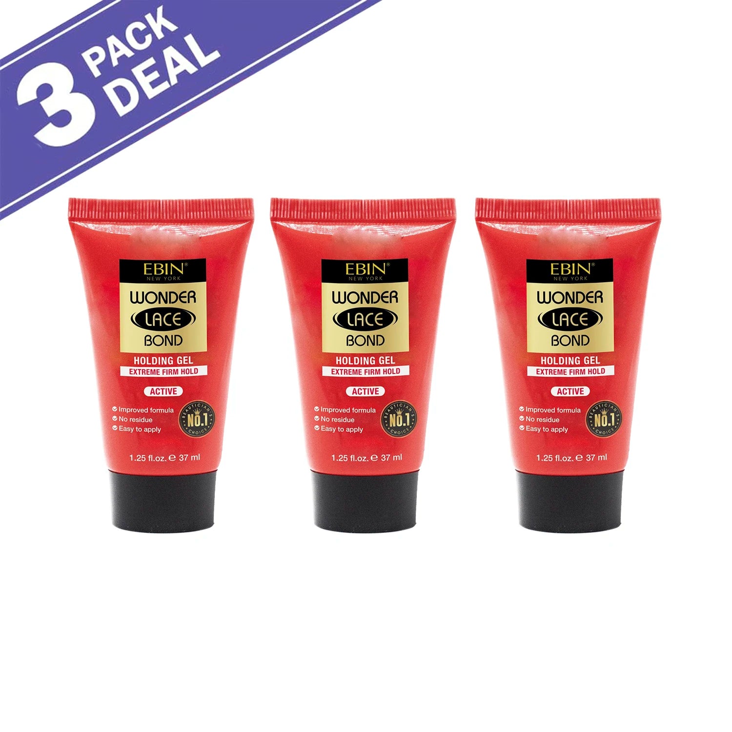 Ebin New York Wonder Lace Bond Holding Gel 1.25oz/ 37ml - Strong Hold, Quick-Drying, Ideal for Lace Wigs & Daily Styling