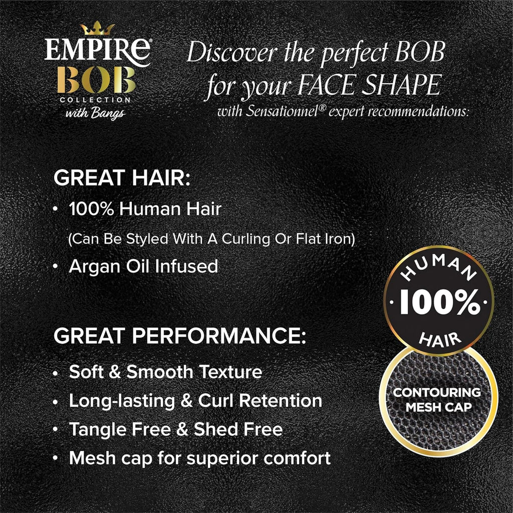 Sensationnel Human Hair Wig Empire Bob Collection with Bangs Mushroom Cut