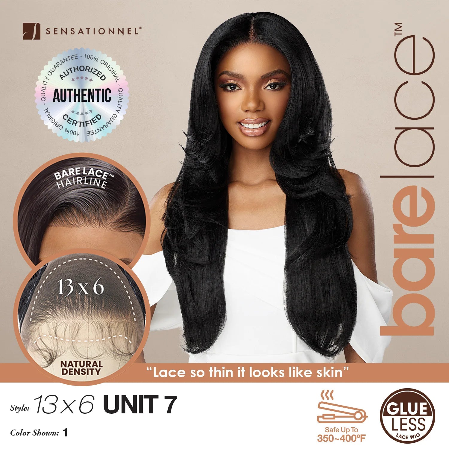 Sensationnel BareLace Glueless Lace Front Wig 13X6 Unit 7 - Long, Secure Glueless Fit, Glueless Comfort, Natural Styling