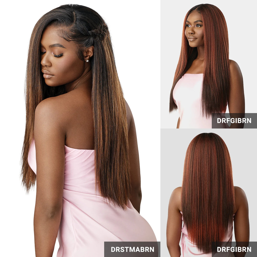 Outre Human Hair Blend Synthetic HD Lace Front Wig Airtied Glueless Fully Hand-Tied 13X6 HHB-Perm Yaki 26"