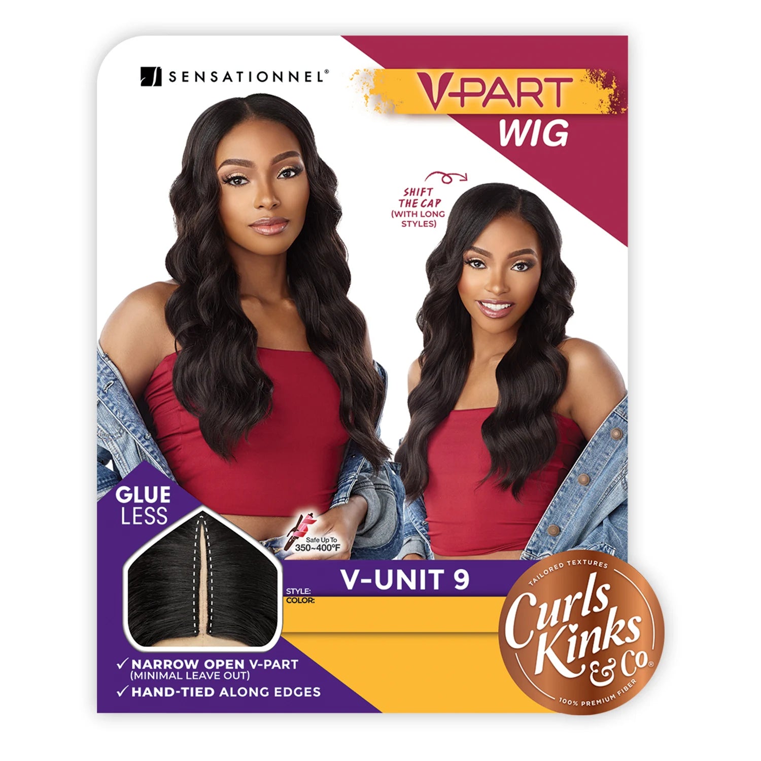 Sensationnel Synthetic V-Part Wig Curls Kinks N Co Glueless V-Unit 9