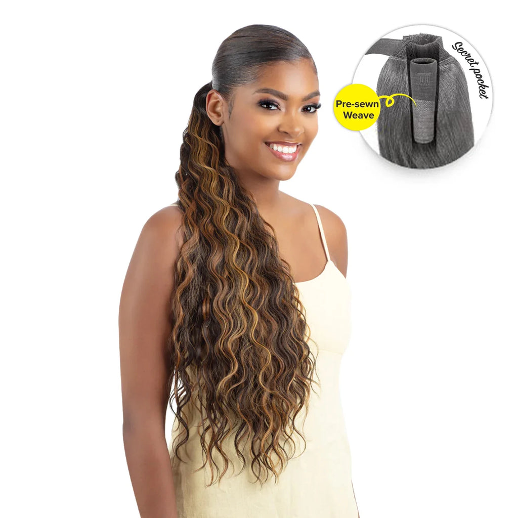Shake N Go Weave Organique Pony Pro Synthetic Ponytail Breezy Wave 26" with Secret Pocket made by Pre-sewn Weave