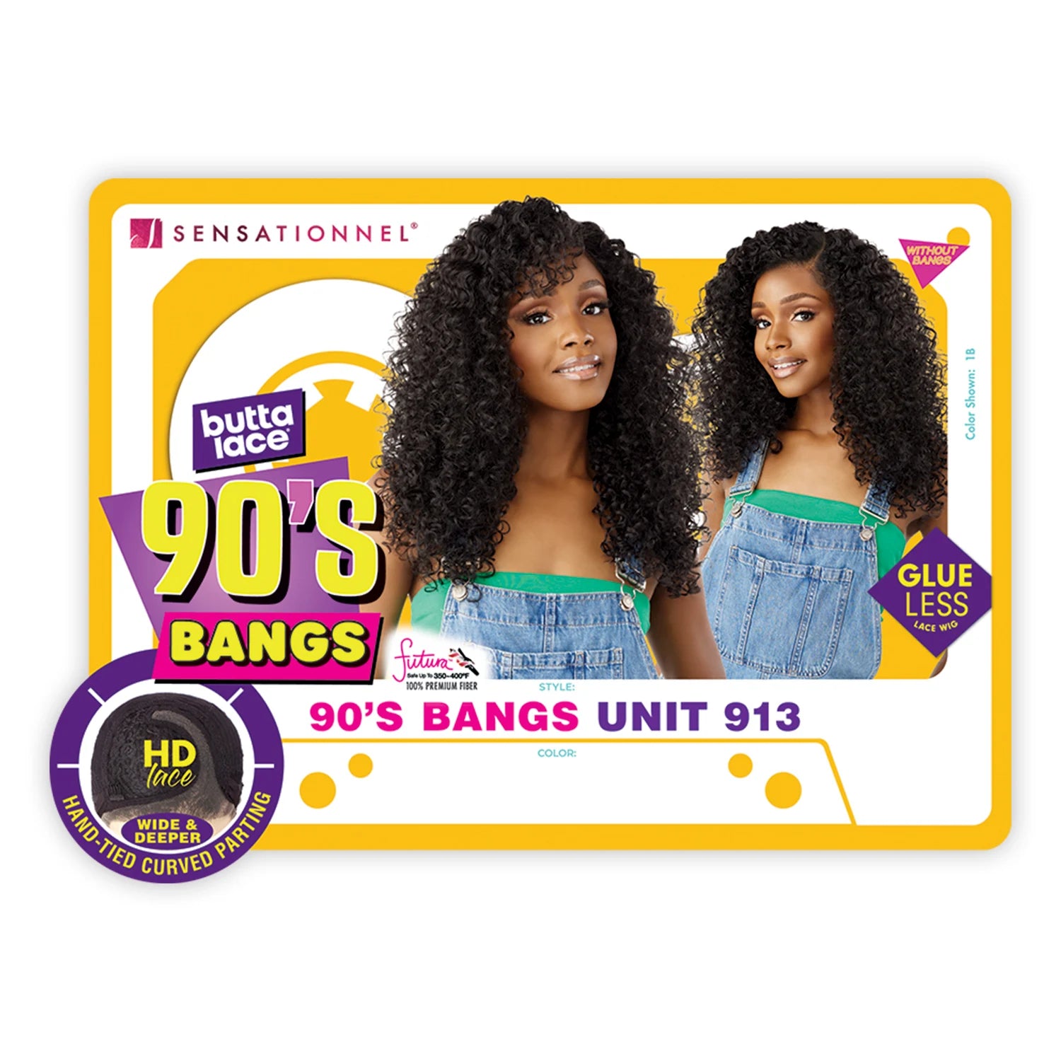 Sensationnel HD Lace Front Synthetic Wig Butta Lace Glueless 90'S Bangs Unit 913