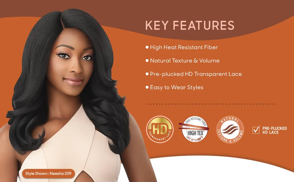 Outre Soft N Natural HD Lace Front Wig Neesha 203 – Textured Hair, Natural Look, Soft and Lightweight