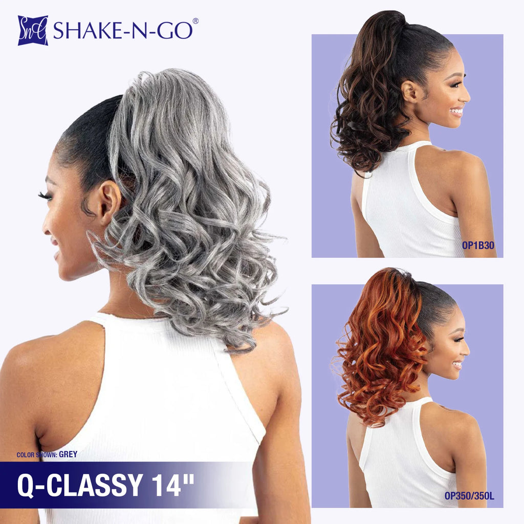 Milky Way Que Human Hair Blend Drawstring Synthetic Ponytail Q-Classy 14"