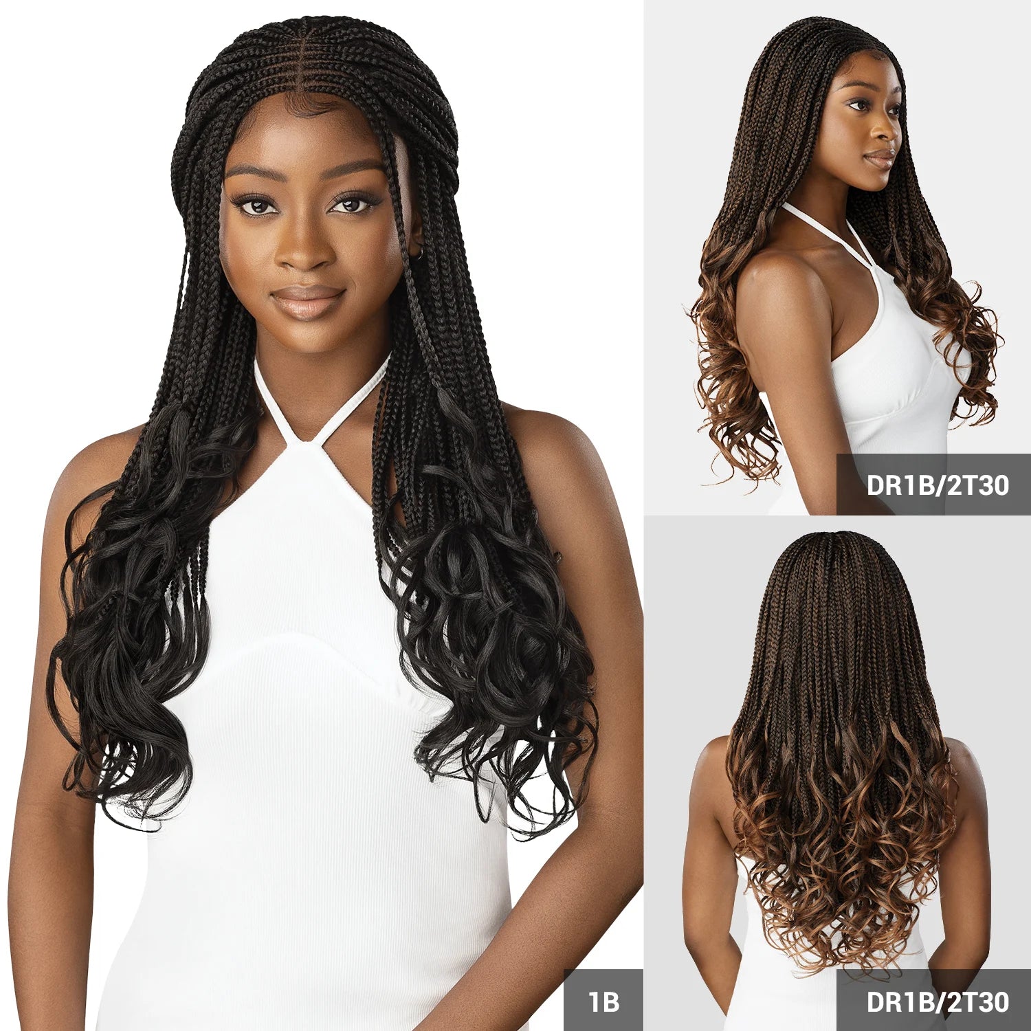 Outre HD Pre-Braided HD Lace Front Synthetic Wig 4X4 Middle Part French Curl Box Braids 26"