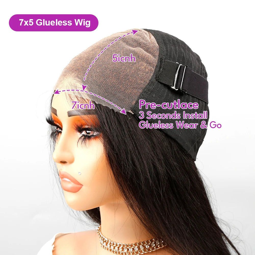 220% Glueless 7x5 HD Lace Closure Wig Body Wave Preplucked 28 Inch Wear and Go Glueless Wigs Human Hair Pre Plucked Pre Cut