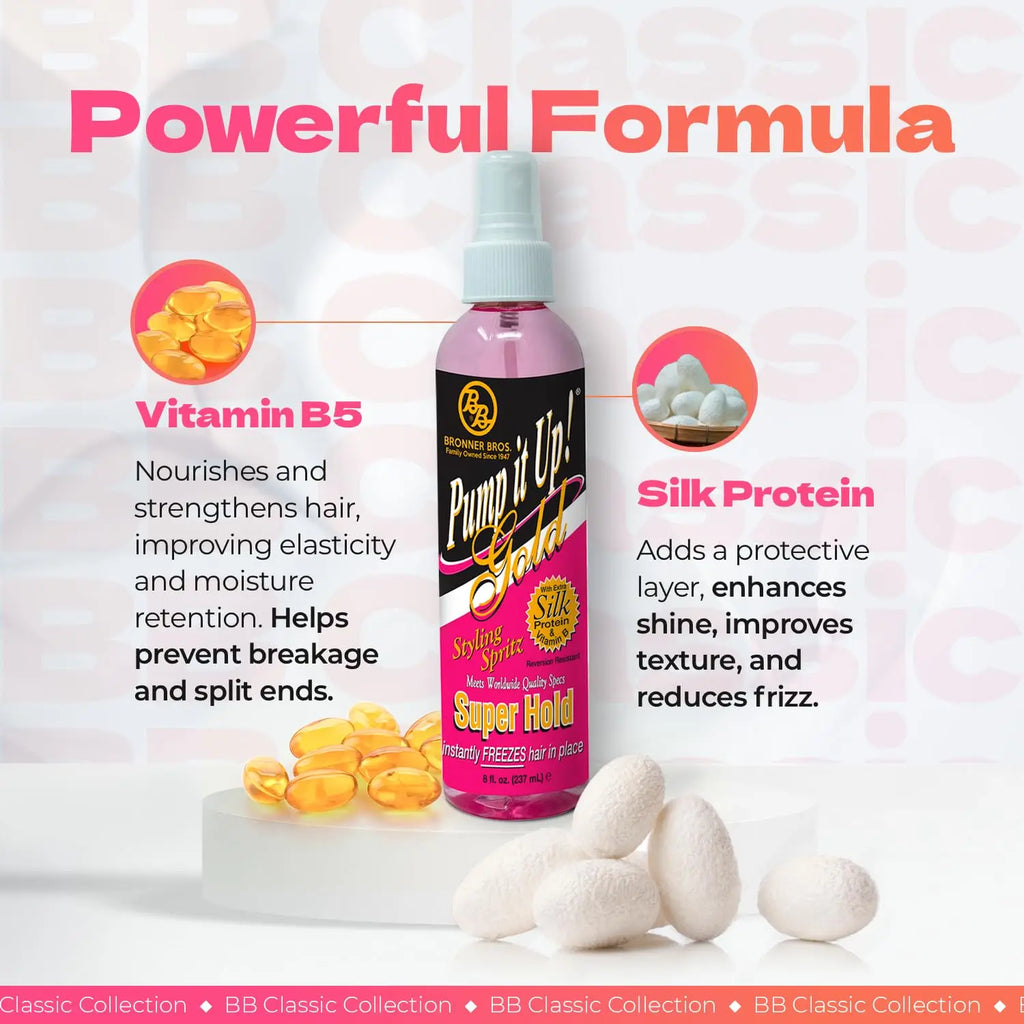 BB Pump It Up Spritz Super 8oz - Fast-Drying, Long-Lasting Hold for Styling, Perfect for Sculpting, and Adding Shine