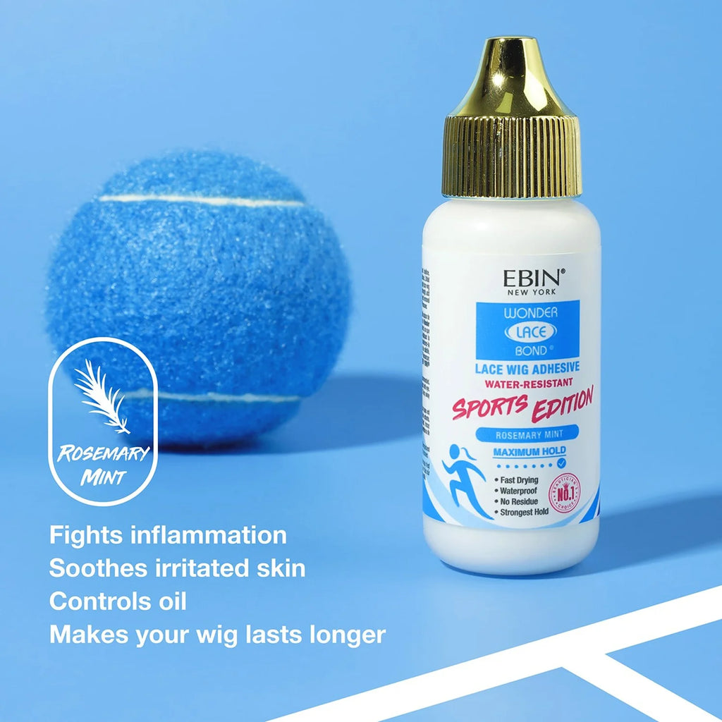 Ebin New York Wonder Lace Bond Sports Edition Lace Wig Adhesive 1.15oz/ 34ml - Extreme Hold, Perfect for Active Wear