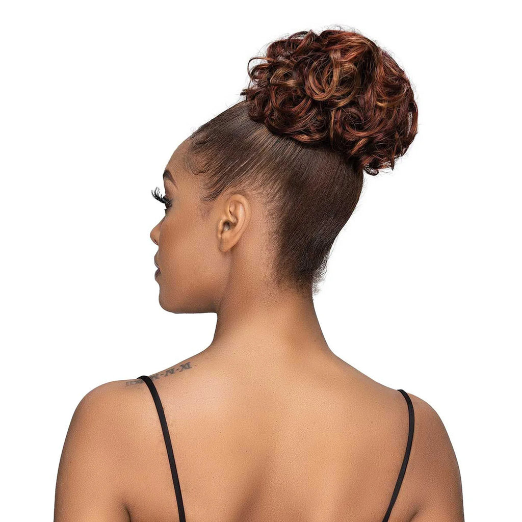 Janet Collection Human Hair Blend Synthetic Bun Remy Illusion Scrunch Tendril