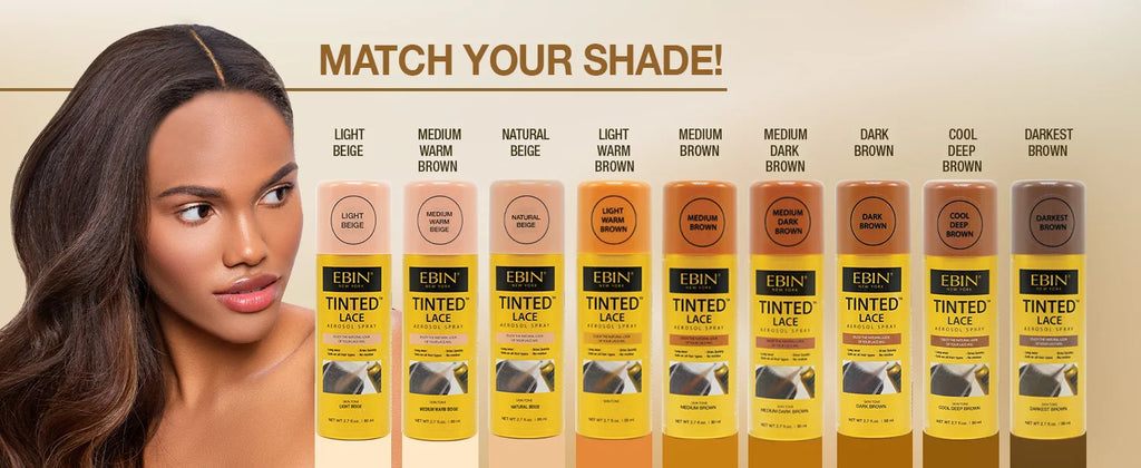 Ebin New York Tinted Lace Aerosol Spray 2.7oz/ 80ml - Quick Dry, Natural Tint, Ideal for Seamless Lace Blending