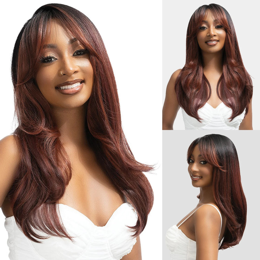 Janet Collection Human Hair Blend HD Lace Front Synthetic Wig 360 Glueless Melt Hand-Tied 13X6 Frontal Part Bata