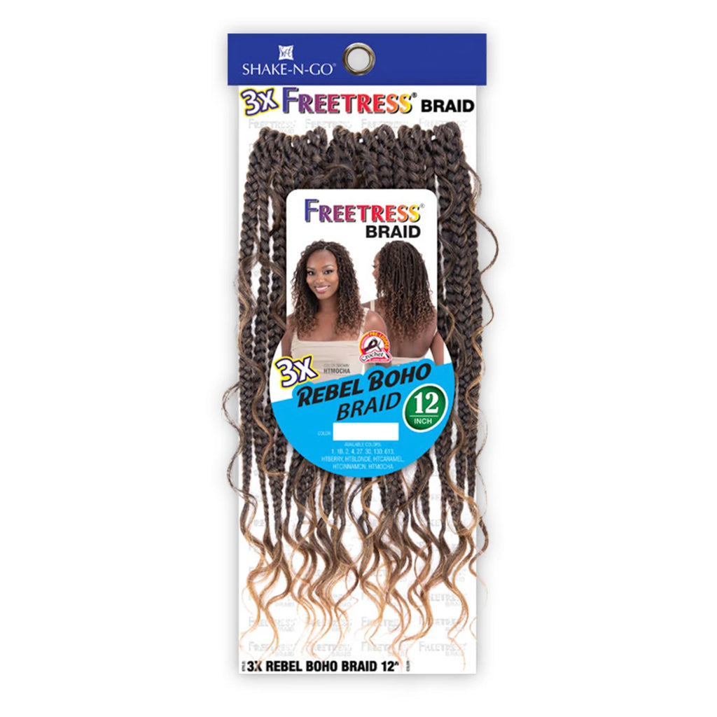 FreeTress Synthetic Crochet Braids 3X Rebel Boho Braid 12"