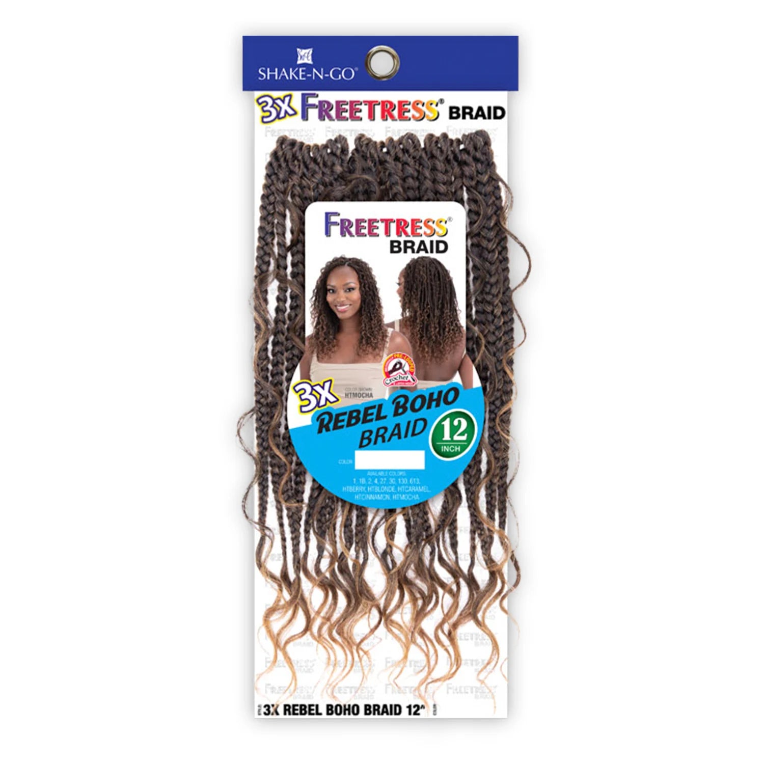 FreeTress Synthetic Crochet Braids 3X Rebel Boho Braid 12"