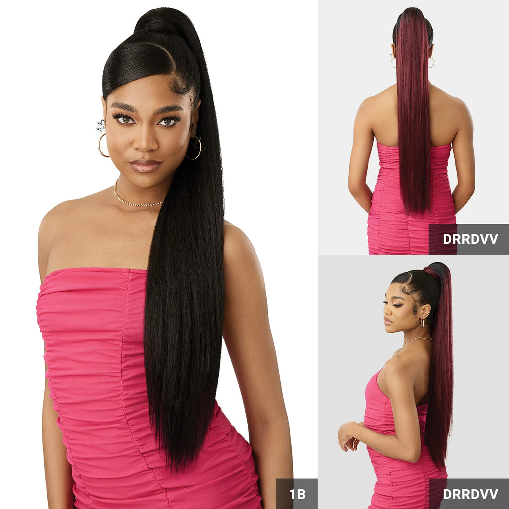 Outre Synthetic Wrap Ponytail Pretty Quick Bone Straight 34"