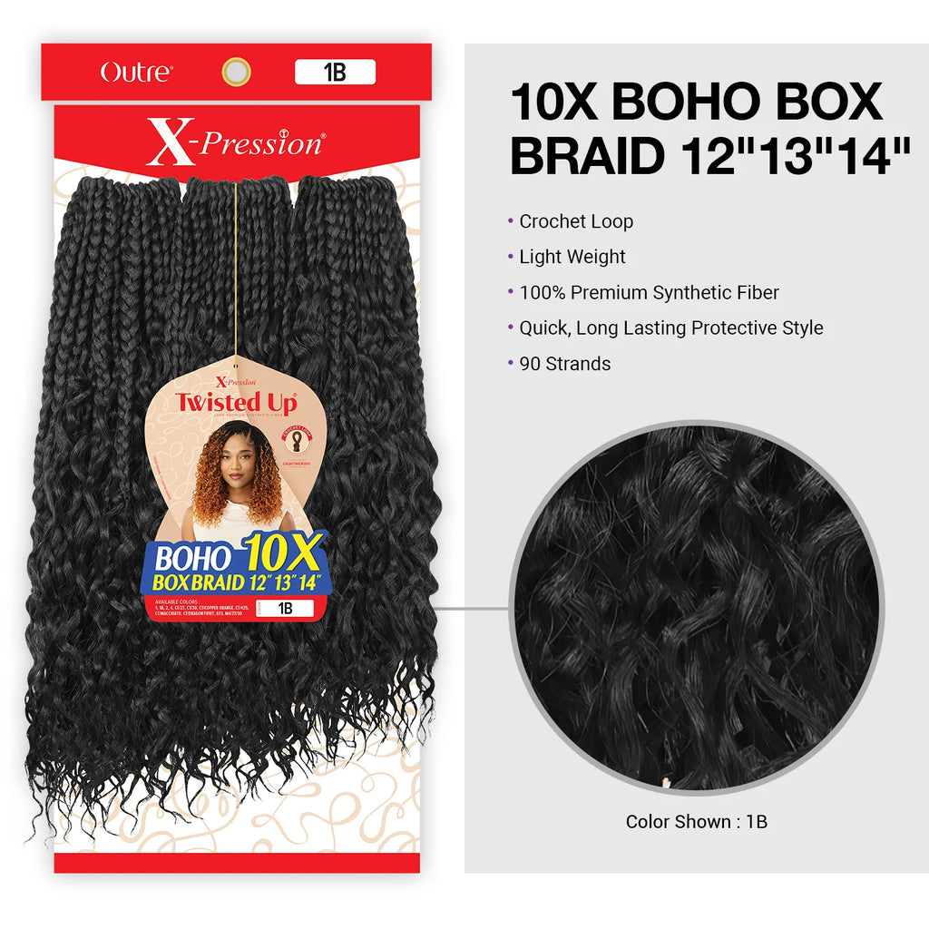 Outre Crochet Braids X-Pression Twisted Up 10X Boho Box Braid 12"13"14"