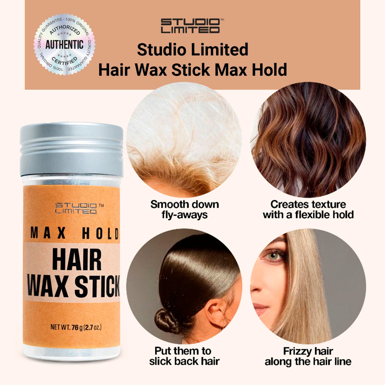 Studio Limited Hair Wax Stick Max Hold 2.7oz/ 76g - Ultimate Control, Strong Hold, Long-Lasting Styles