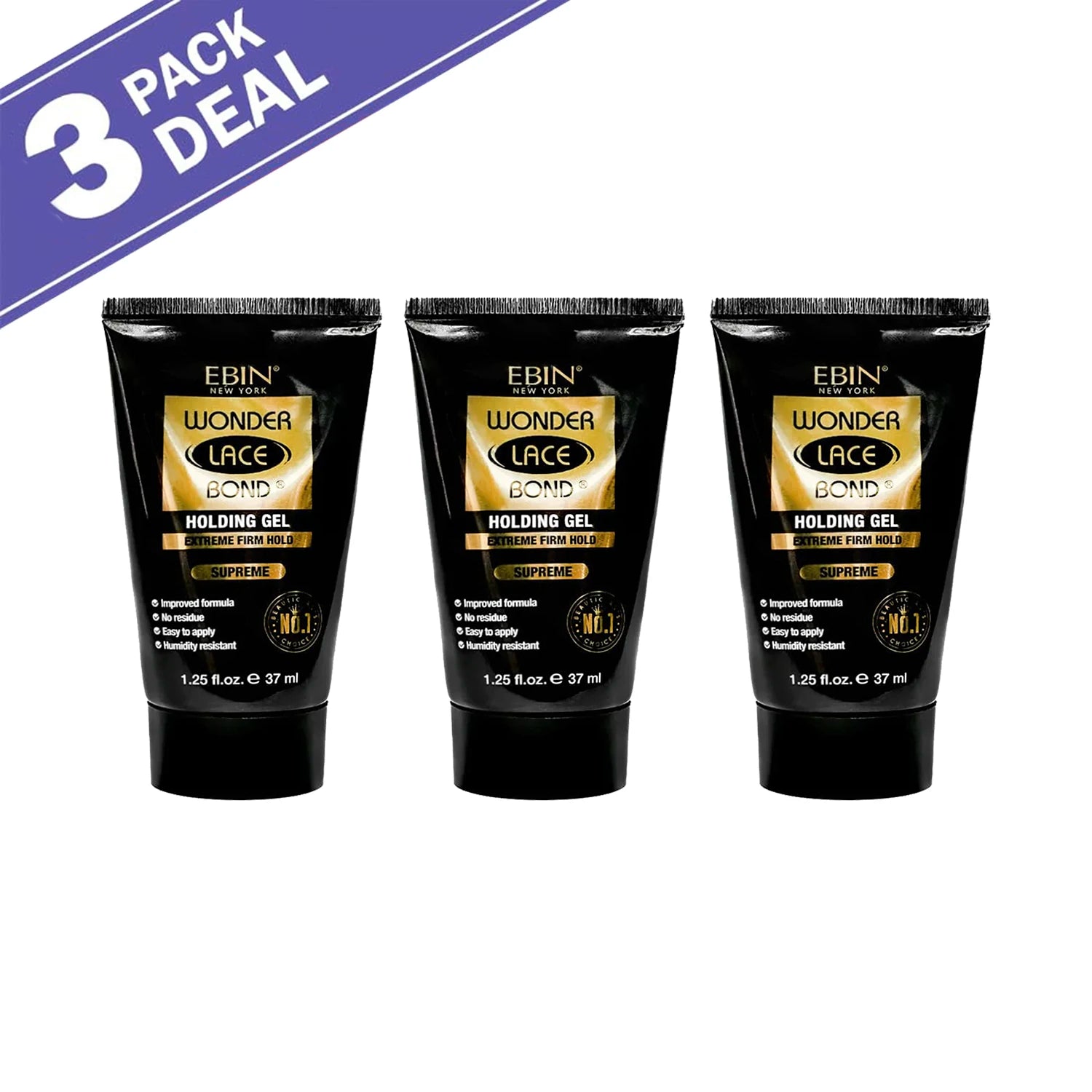 Ebin New York Wonder Lace Bond Holding Gel 1.25oz/ 37ml - Strong Hold, Quick-Drying, Ideal for Lace Wigs & Daily Styling