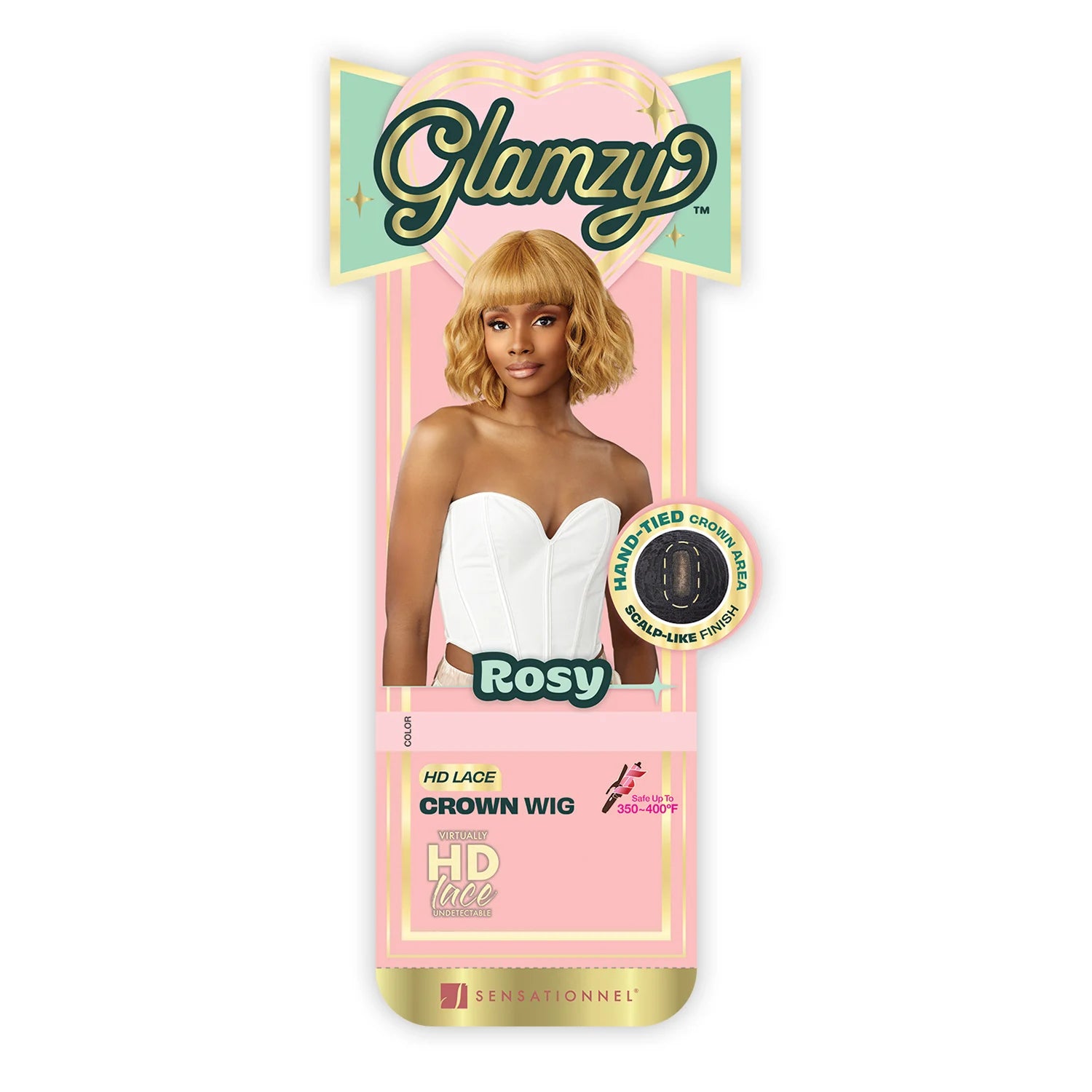 Sensationnel HD Lace Crown Synthetic Wig Glamzy Glueless Hand-Tied Rosy