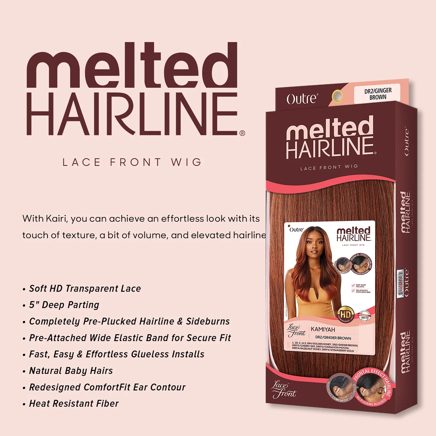 Outre Melted Hairline Glueless HD Lace Front Wig Kamiyah – Glueless, Pre-Plucked, Heat Safe