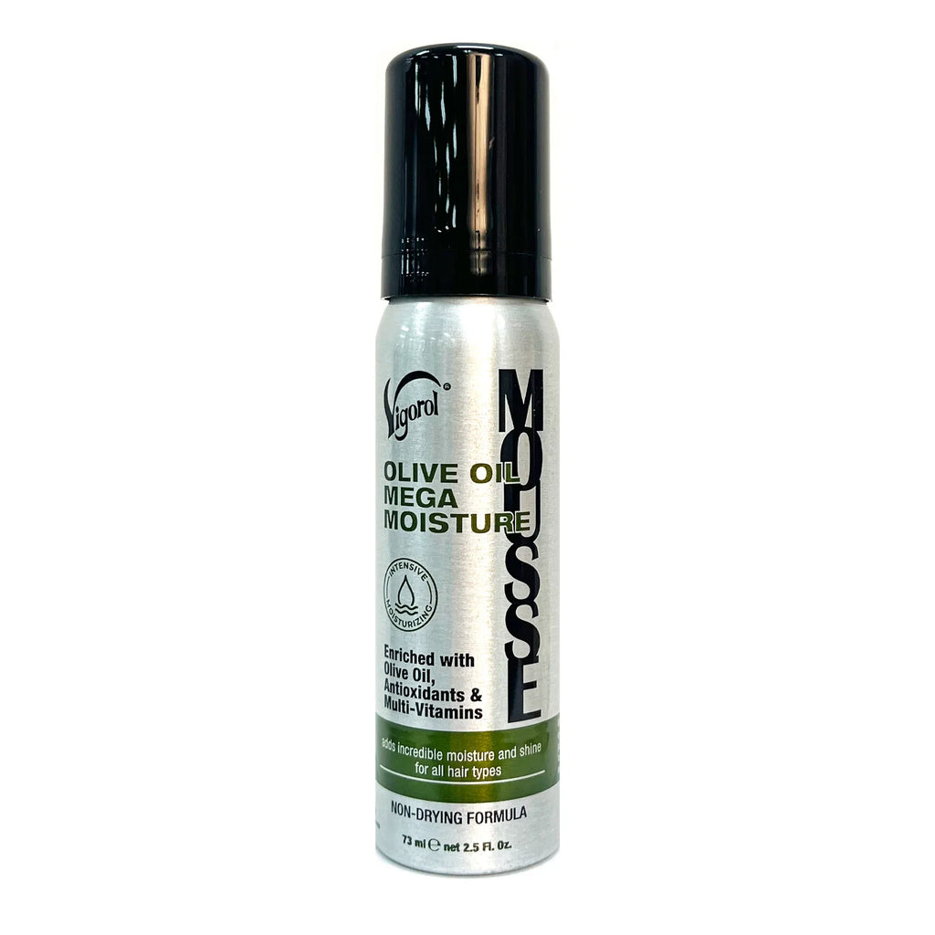 Vigorol Olive Oil Mega Moisture Foaming Mousse - Adds Shine, Locks in Moisture, Defines Curls