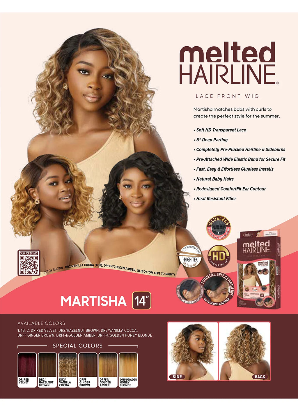 Outre Melted Hairline Glueless HD Lace Front Synthetic Wig Martisha