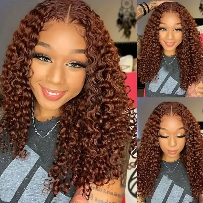 13x4 Short Bob Wigs Deep Wave Wig 180% Density Chocolate Dark Brown Transparent Lace Front Wigs Human Hair Short Bob Wigs