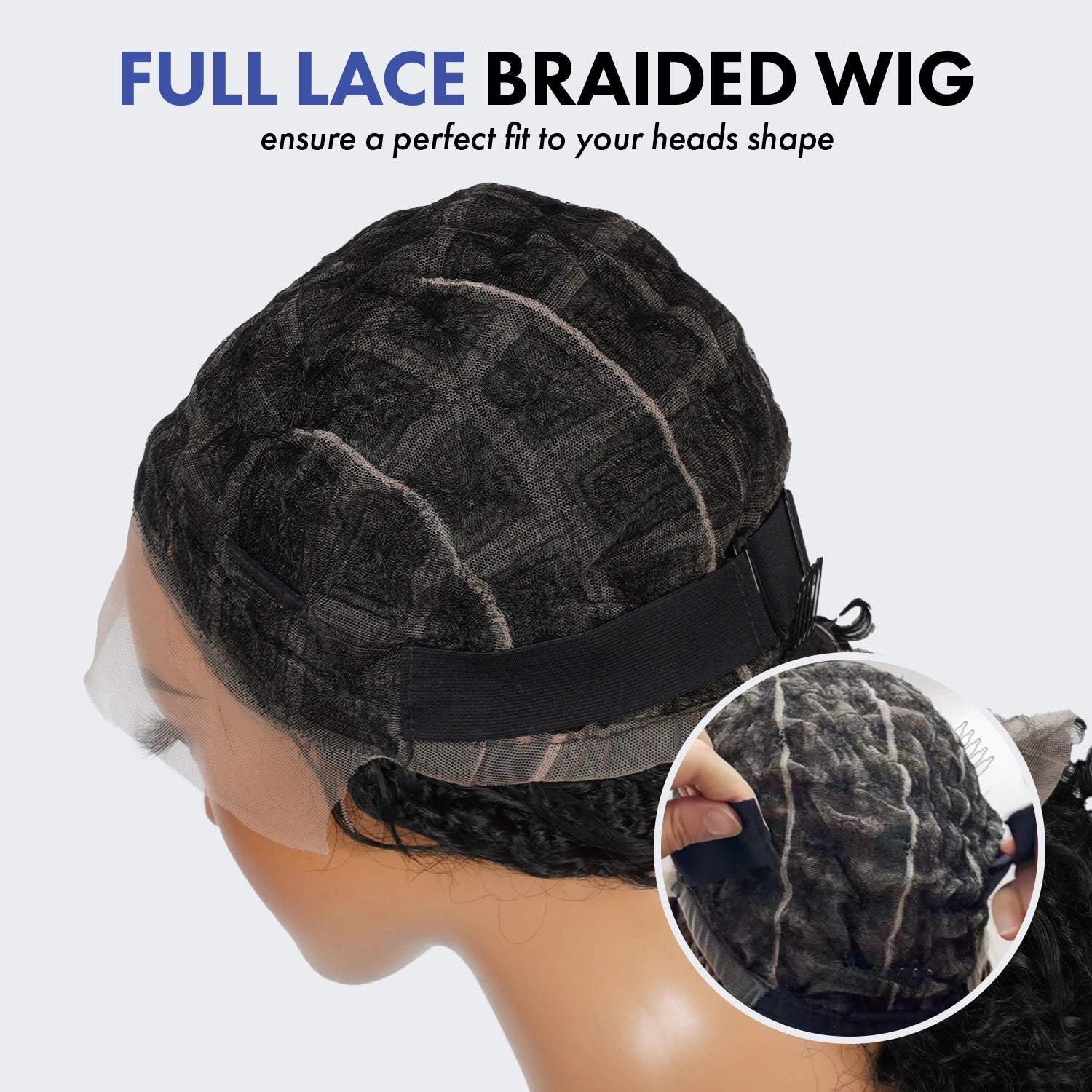Authentic Glueless Full Lace Braided Wig Medium Knotless Boho Box Braid Spiral Curl Bob 1B 12" BW Unit9