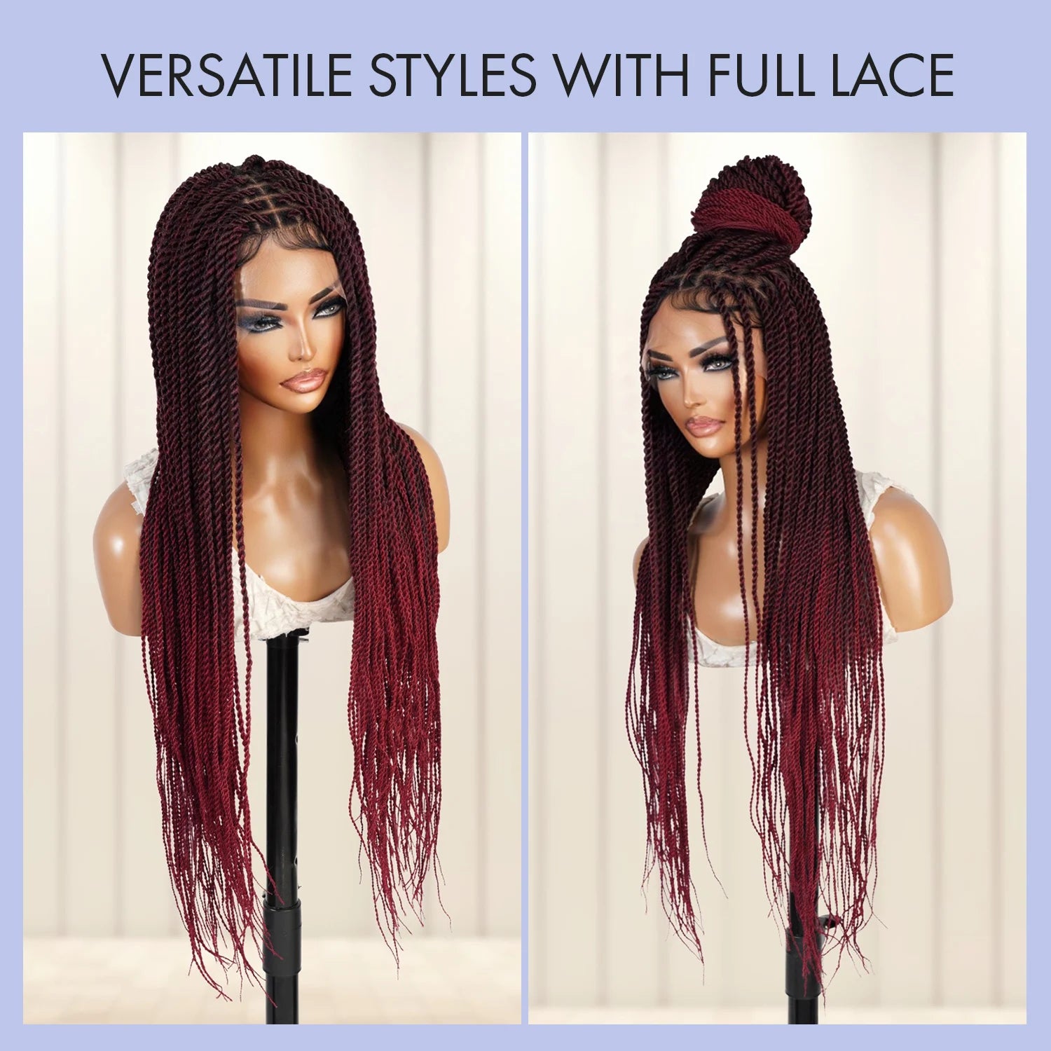 Authentic Glueless Full Lace Braided Wig Medium Knotless Senegalese Twist 26" BW Unit2