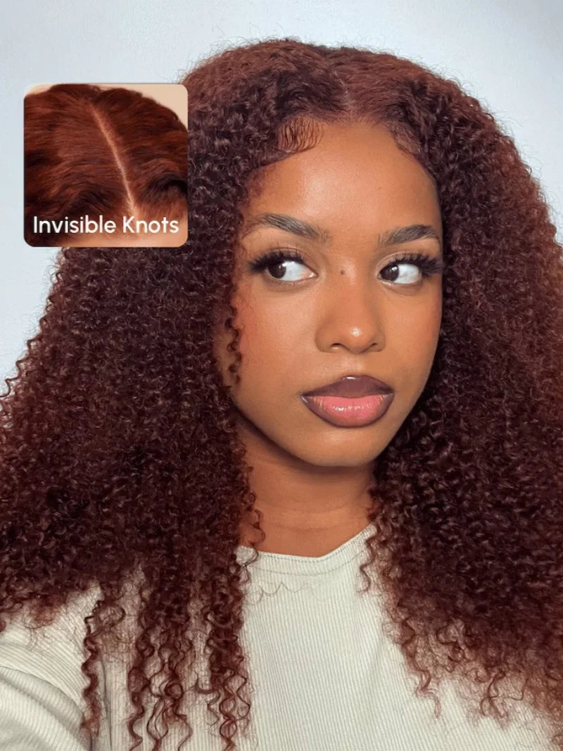180% Density Copper Red Glueless Reddish Brown Deep Lace Short Bob Frontal Wigs 13x4 Lace Frontal Wigs Remy Curly Hair