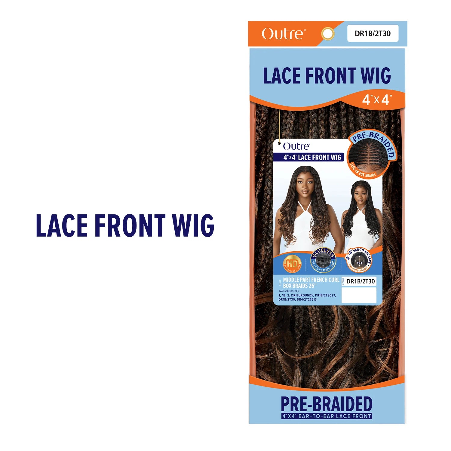 Outre HD Pre-Braided HD Lace Front Synthetic Wig 4X4 Middle Part French Curl Box Braids 26"