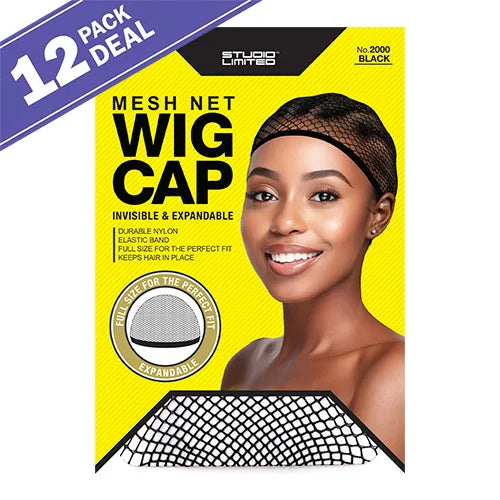 Studio Limited Mesh Net Wig Cap - Black, Lightweight, Breathable Comfort, Secure Fit