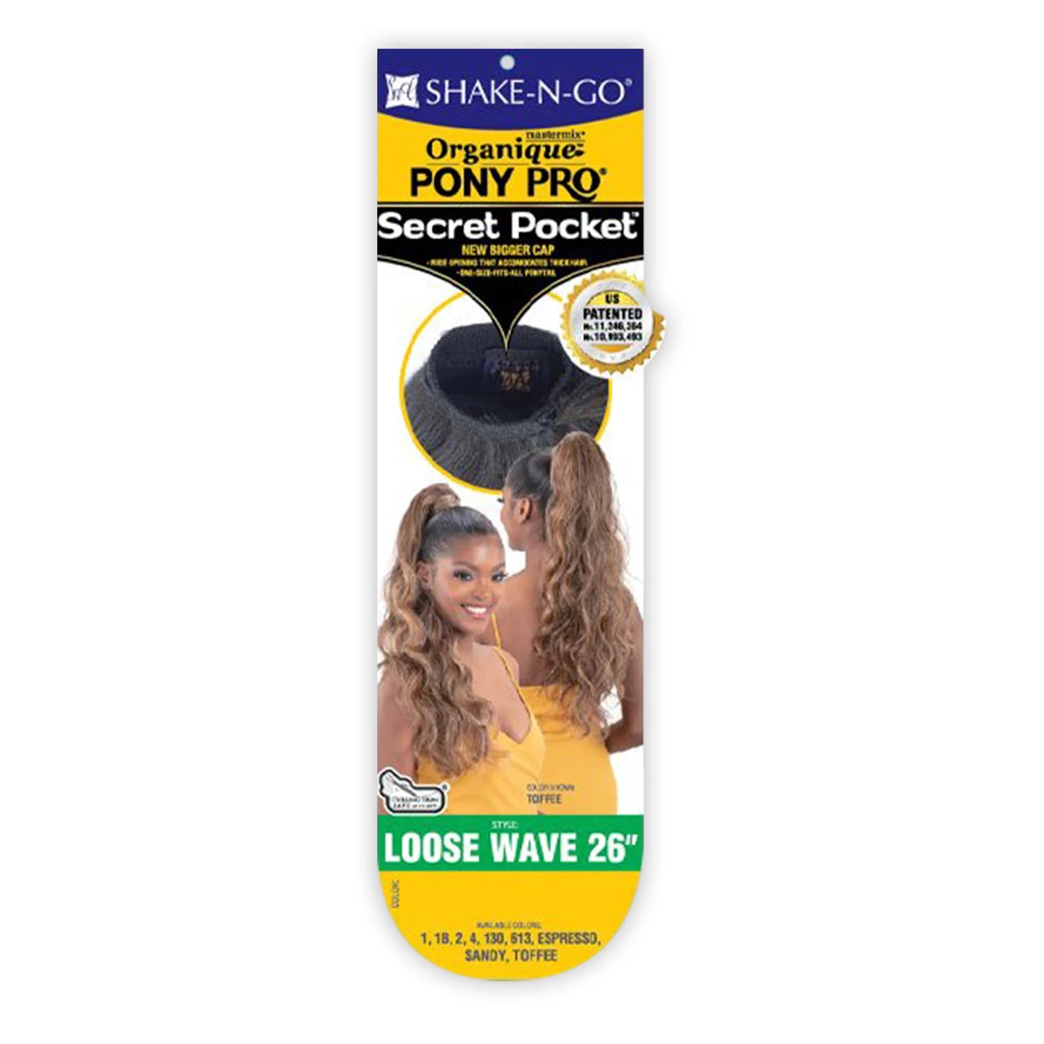 Shake-N-Go Weave Organique Pony Pro Synthetic Ponytail Loose Wave 26" with Secret Pocket made by Pre-sewn Weave