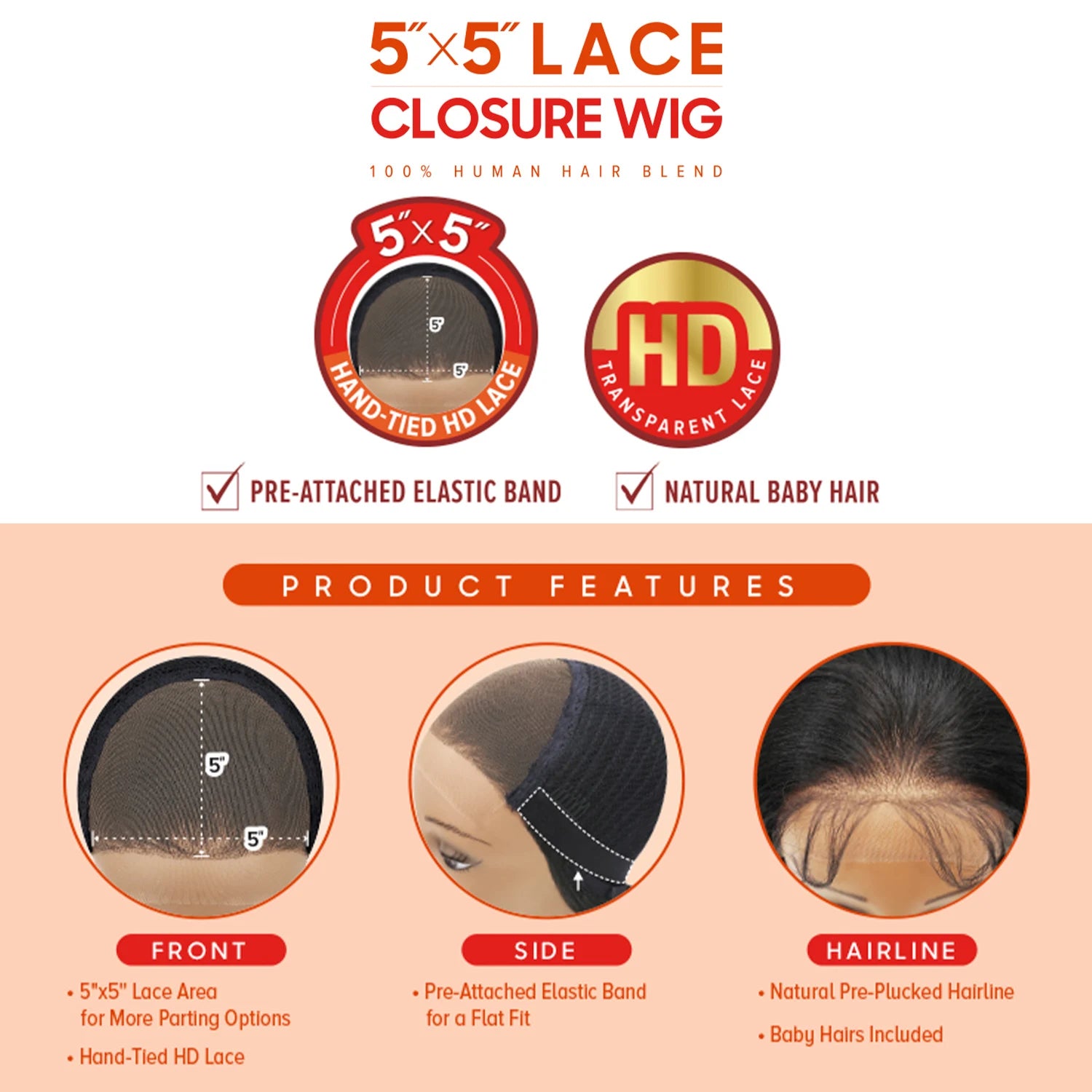 Outre Human Hair Blend Glueless HD 5X5 Lace Closure Synthetic Wig Yaki Straight 26"