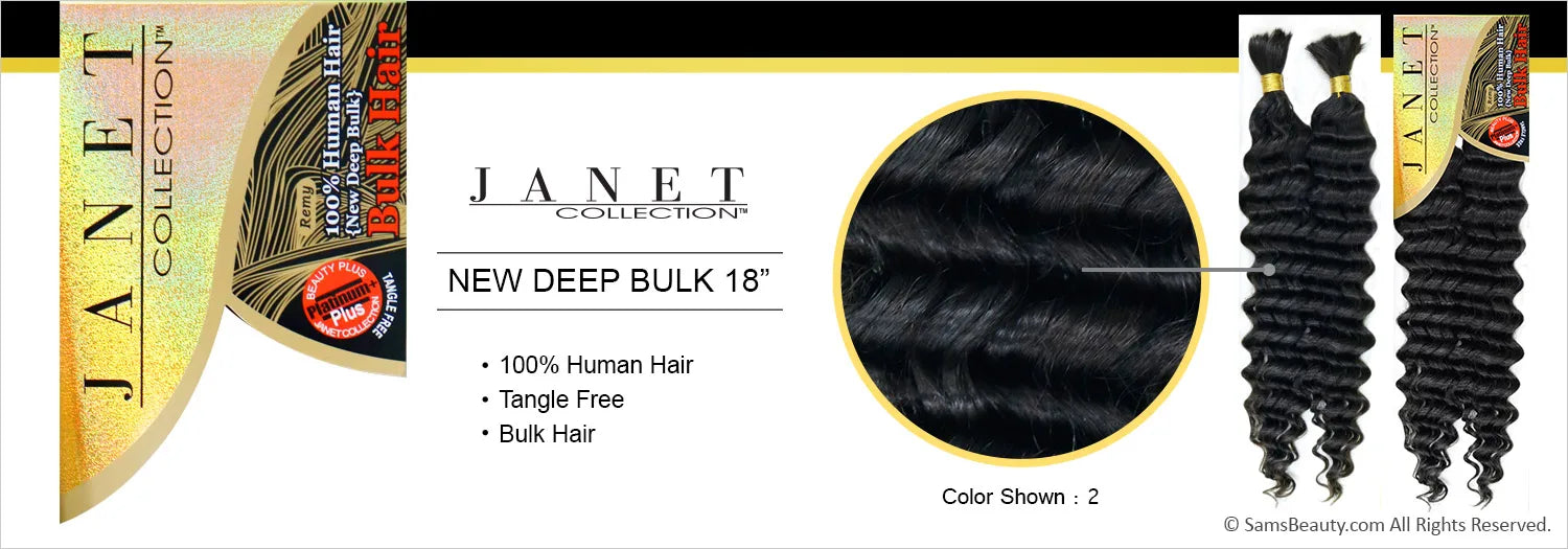Janet Collection Human Hair Braid New Deep Bulk (14-24'') – Soft & Natural, Deep Curls, Easy Braiding, Multiple Lengths