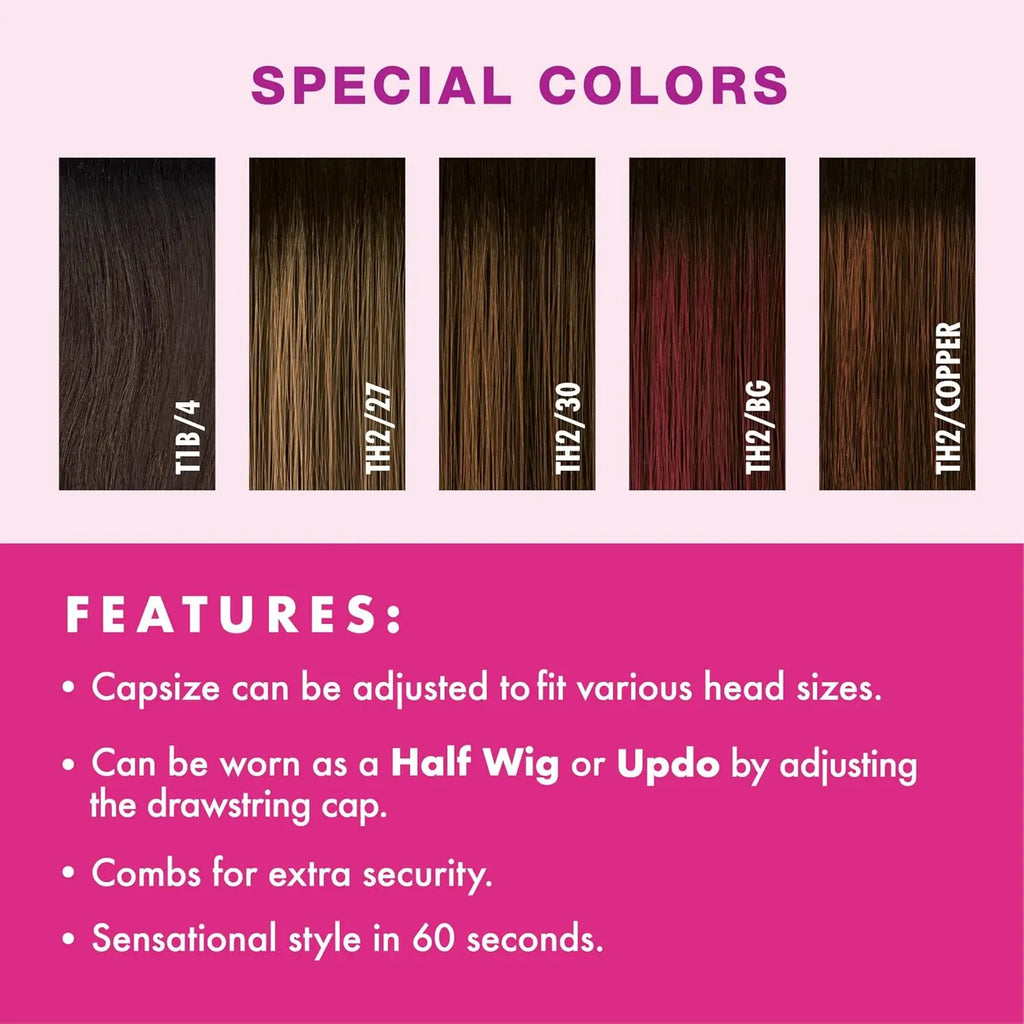 Sensationnel Instant Weave Half Wig Drawstring Cap IWD 14 - Versatile Half Wig, Quick & Easy Styling, Effortless Style