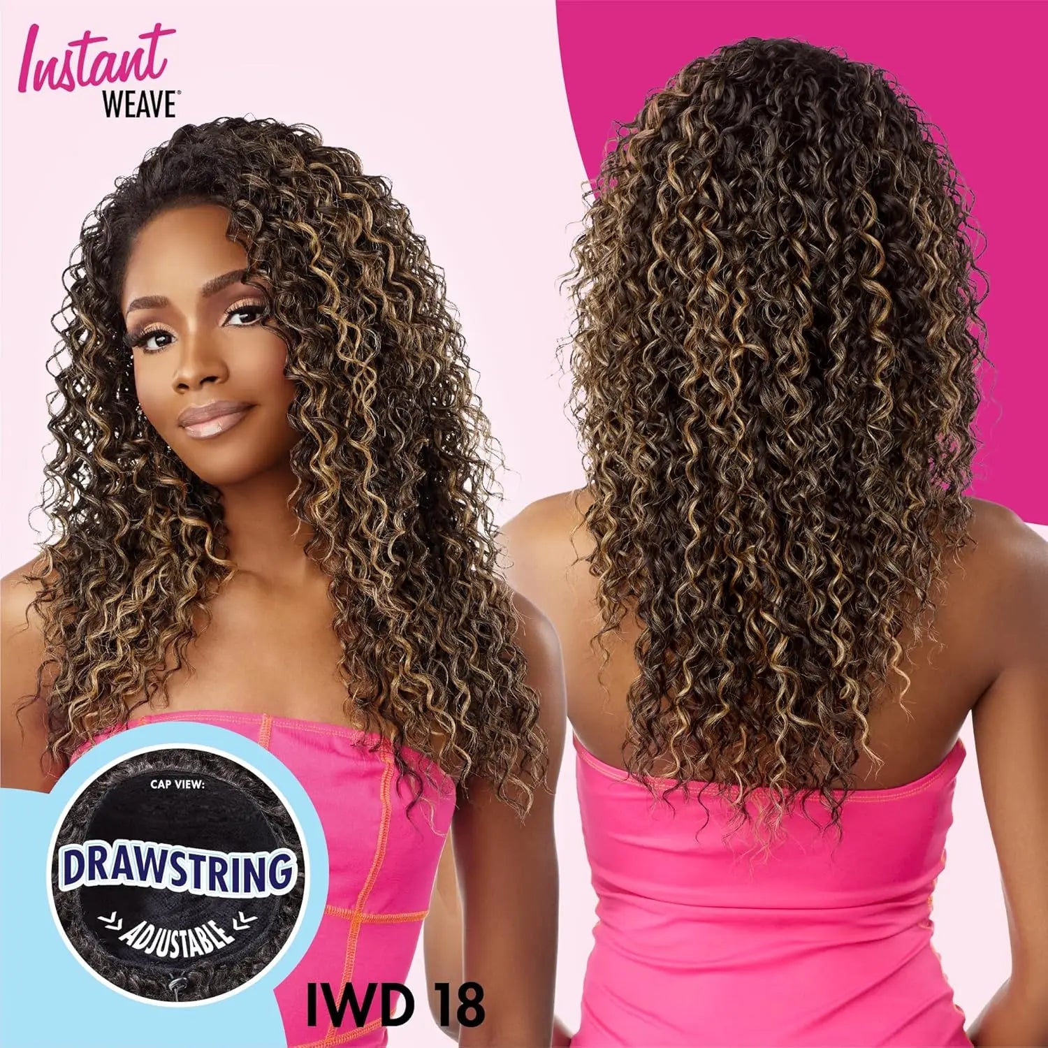 Sensationnel Instant Weave Half Wig Drawstring Cap IWD 18 - Quick Style, Comfortable Wear, Versatile Look