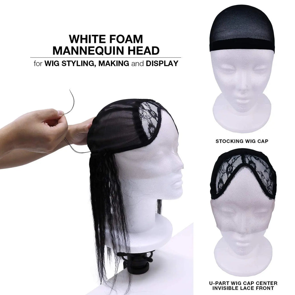 Studio Limited White Styrofoam Mannequin Head - Lightweight, Ideal for Styling, Displaying Wigs