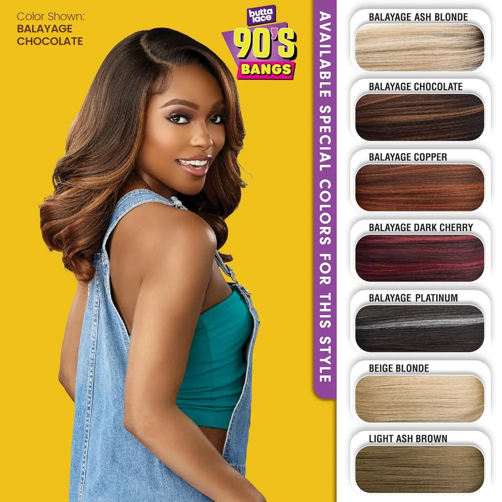 Sensationnel HD Lace Front Synthetic Wig Butta Lace Glueless 90'S Bangs Unit 908