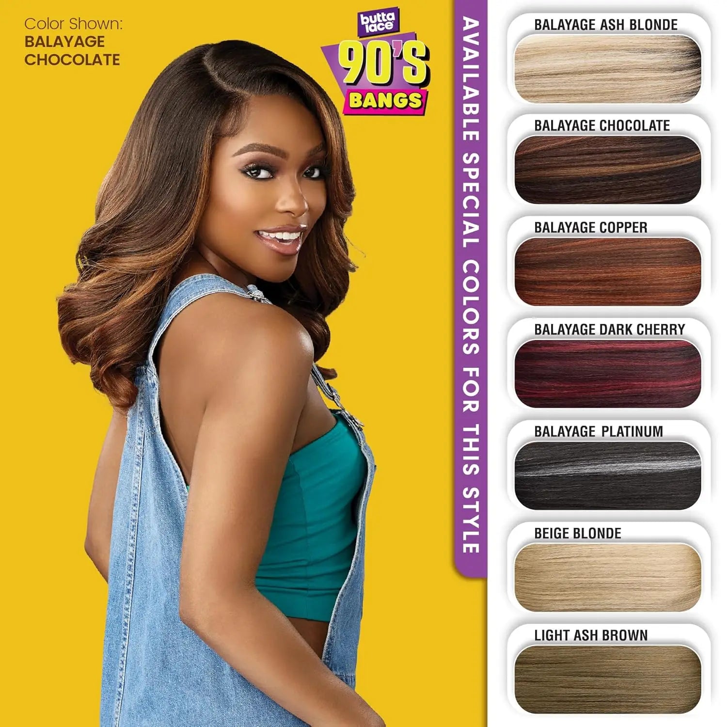 Sensationnel HD Lace Front Synthetic Wig Butta Lace Glueless 90'S Bangs Unit 908