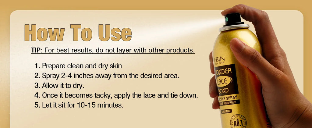 Ebin New York Wonder Lace Bond Adhesive Melting Spray Extreme Firm Hold Sensitive - Long Lasting Hold, Gentle on Skin