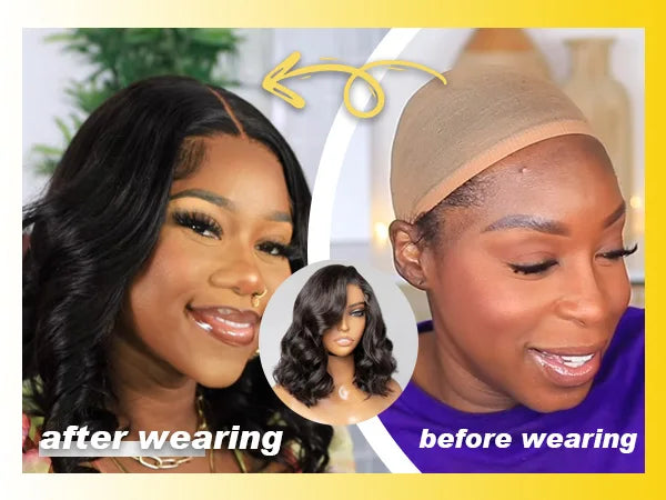 Natural Black Glueless Wigs Loose Wave Bob Wigs Wig 5x5 HD Closure Lace Wig Human Hair Glueless Wigs Pre Plucked Pre Cut Wig