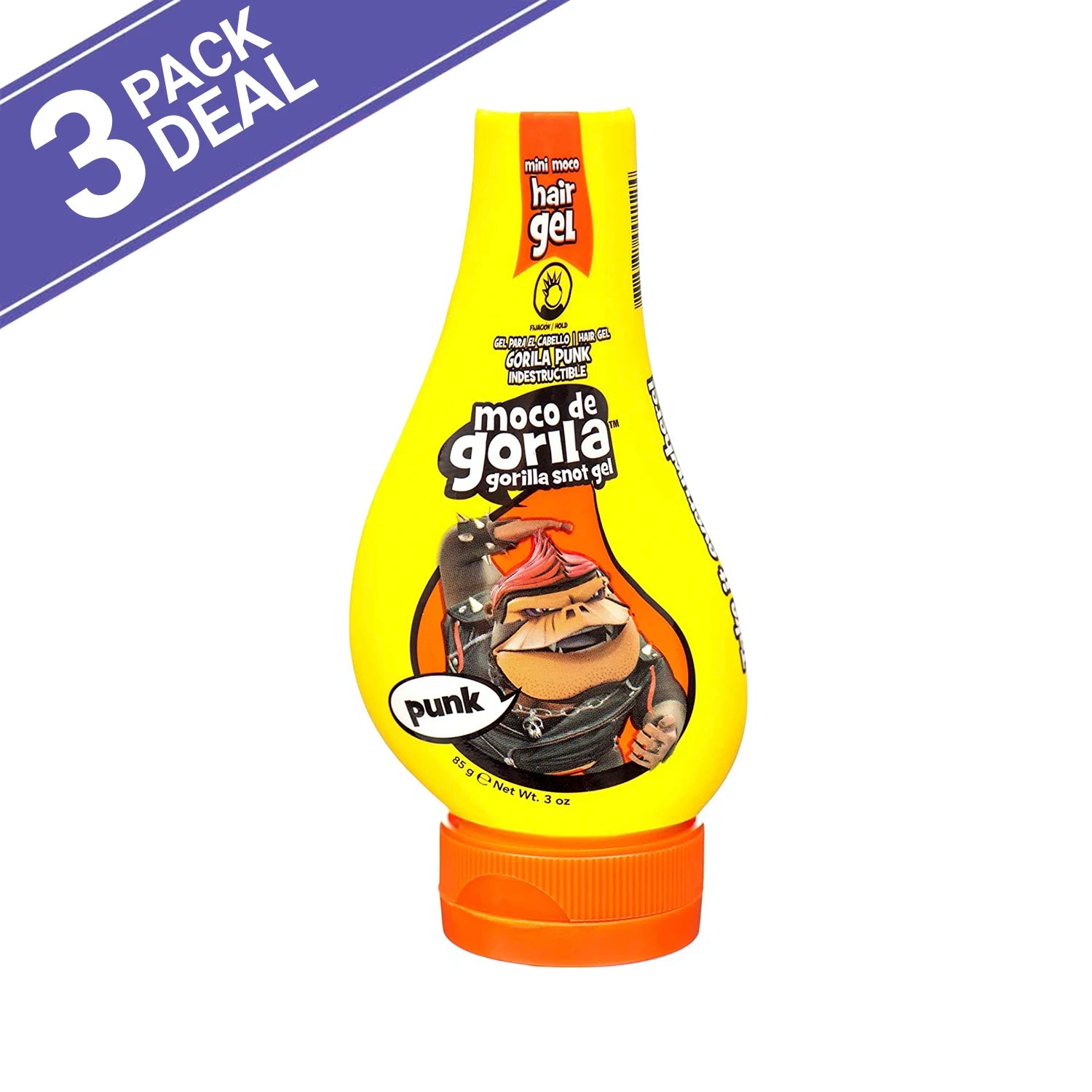 3Pack Deal Moco De Gorilla Snot Gel Punk 3oz - Extreme Hold Styling Gel, Perfect for Creative, Long-Lasting Hair Styles