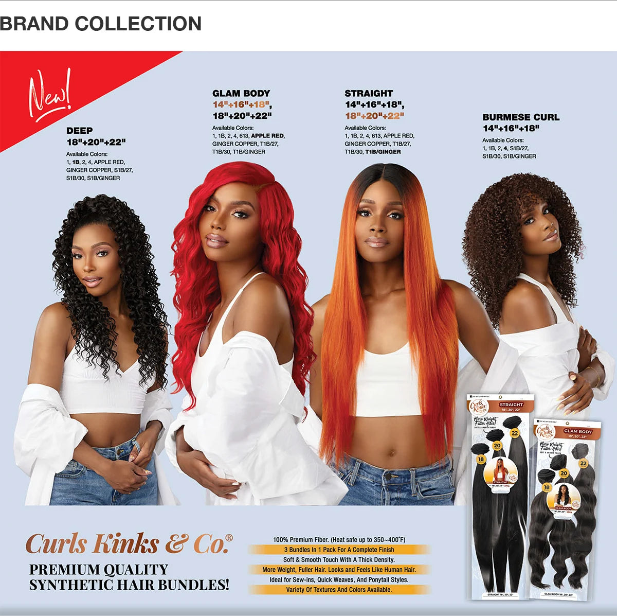 Sensationnel Synthetic Weave Curls Kinks N Co Bundles 3X Multi Pack Burmese Curl [14"16"18"]